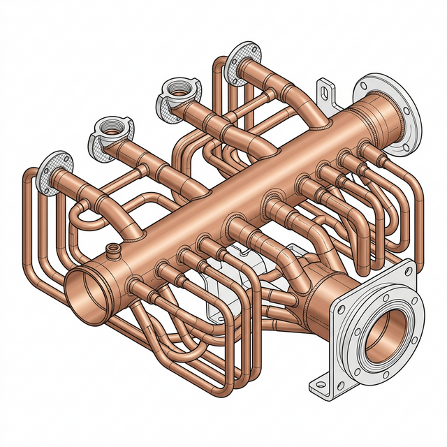 Korozyona Dayanıklı Endüstriyel Bakır Kolektör Header Kiti